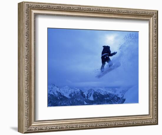 Snowboarder Heads Down, Paradise Area, Mount Rainier, Washington State, USA-Aaron McCoy-Framed Photographic Print