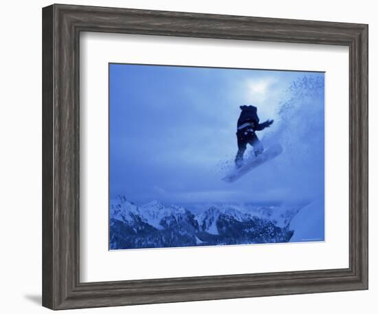 Snowboarder Heads Down, Paradise Area, Mount Rainier, Washington State, USA-Aaron McCoy-Framed Photographic Print