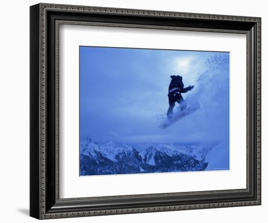 Snowboarder Heads Down, Paradise Area, Mount Rainier, Washington State, USA-Aaron McCoy-Framed Photographic Print