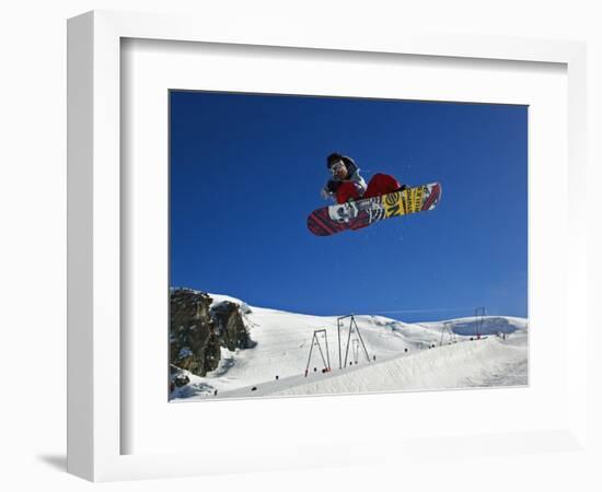 Snowboarder Jumping Halfpipe, Klein Matterhorn, Zermatt, Switzerland-Adam Jones-Framed Photographic Print