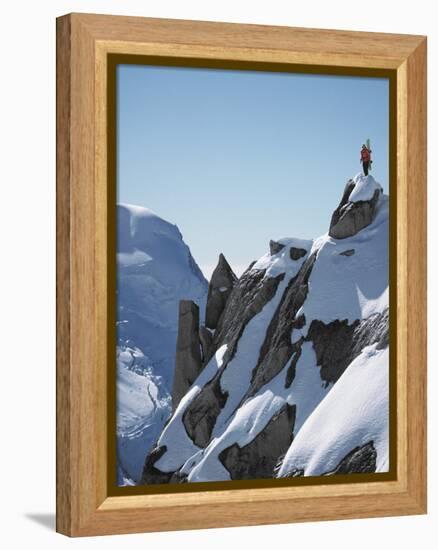 Snowboarder on the mountain-null-Framed Premier Image Canvas