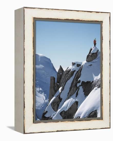 Snowboarder on the mountain-null-Framed Premier Image Canvas