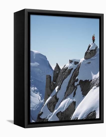 Snowboarder on the mountain-null-Framed Premier Image Canvas