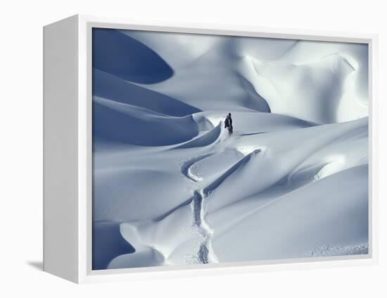 Snowboarder Riding in Powder Snow, Austria, Europe-Ted Levine-Framed Premier Image Canvas