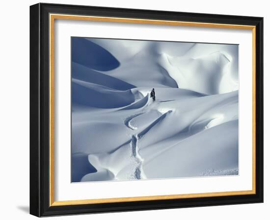 Snowboarder Riding in Powder Snow, Austria, Europe-Ted Levine-Framed Photographic Print