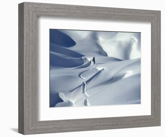 Snowboarder Riding in Powder Snow, Austria, Europe-Ted Levine-Framed Photographic Print