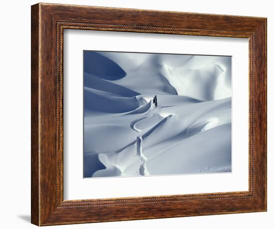 Snowboarder Riding in Powder Snow, Austria, Europe-Ted Levine-Framed Photographic Print