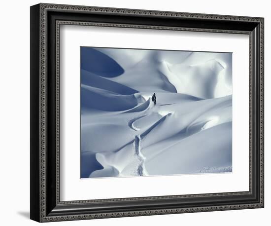 Snowboarder Riding in Powder Snow, Austria, Europe-Ted Levine-Framed Photographic Print