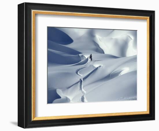 Snowboarder Riding in Powder Snow, Austria, Europe-Ted Levine-Framed Photographic Print