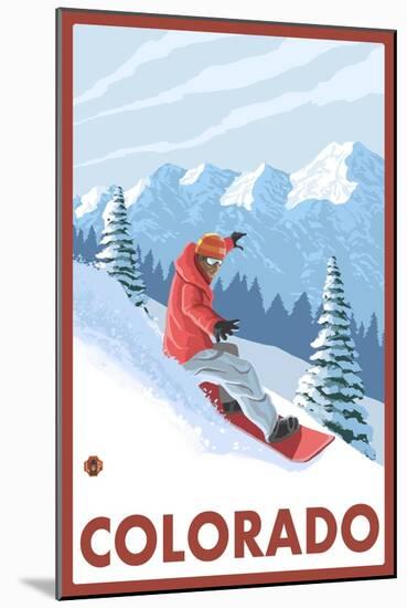 Snowboarder Scene - Colorado-Lantern Press-Mounted Art Print