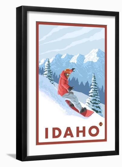 Snowboarder Scene, Idaho-Lantern Press-Framed Art Print