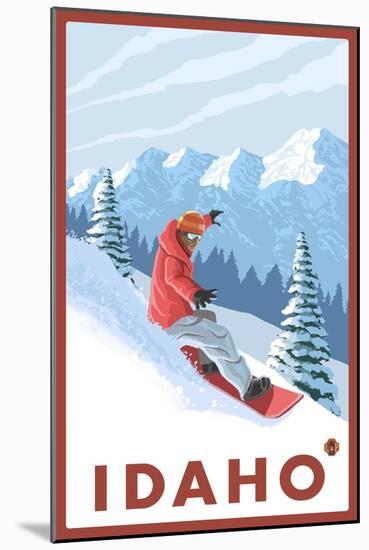 Snowboarder Scene, Idaho-Lantern Press-Mounted Art Print