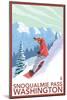 Snowboarder Scene - Snoqualmie Pass, Washington-Lantern Press-Mounted Art Print