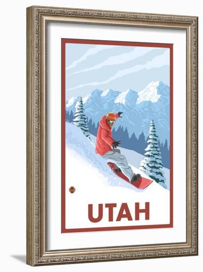 Snowboarder Scene - Utah-Lantern Press-Framed Art Print