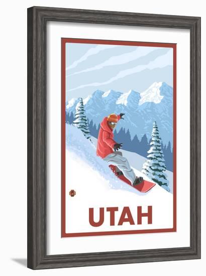 Snowboarder Scene - Utah-Lantern Press-Framed Art Print