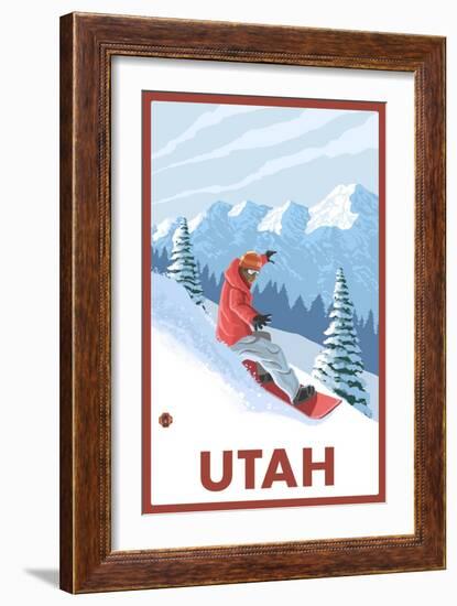 Snowboarder Scene - Utah-Lantern Press-Framed Art Print
