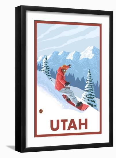 Snowboarder Scene - Utah-Lantern Press-Framed Art Print