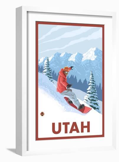 Snowboarder Scene - Utah-Lantern Press-Framed Art Print