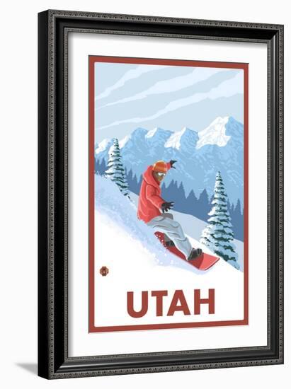 Snowboarder Scene - Utah-Lantern Press-Framed Art Print