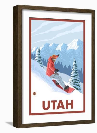 Snowboarder Scene - Utah-Lantern Press-Framed Premium Giclee Print