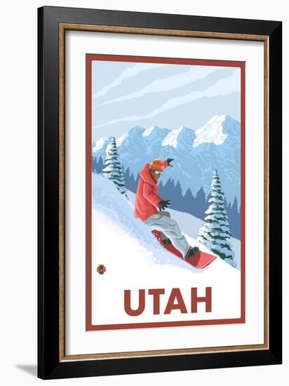 Snowboarder Scene - Utah-Lantern Press-Framed Premium Giclee Print