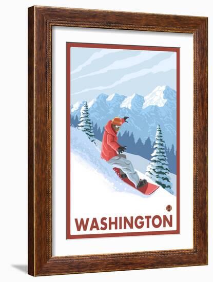 Snowboarder Scene, Washington-Lantern Press-Framed Art Print