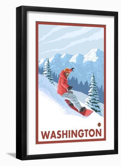 Snowboarder Scene, Washington-Lantern Press-Framed Art Print