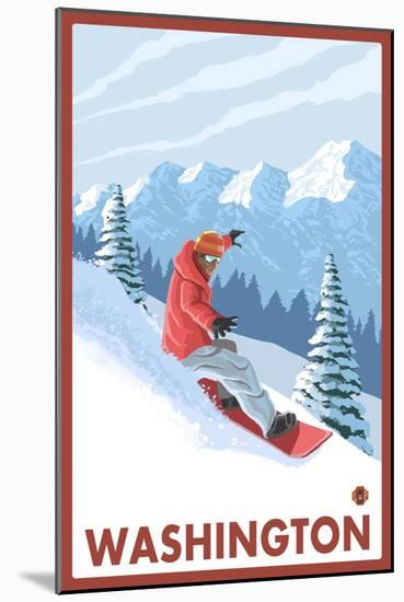 Snowboarder Scene, Washington-Lantern Press-Mounted Art Print