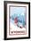 Snowboarder Scene - Wyoming-Lantern Press-Framed Premium Giclee Print