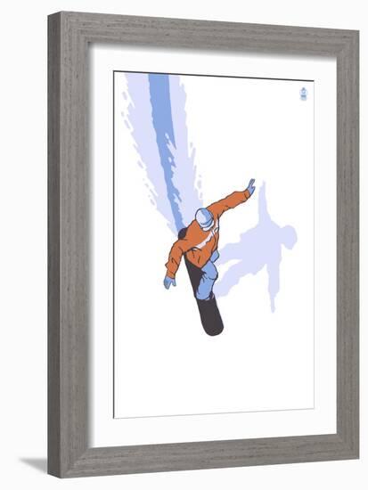 Snowboarder Stylized-Lantern Press-Framed Premium Giclee Print