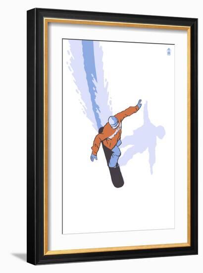 Snowboarder Stylized-Lantern Press-Framed Premium Giclee Print