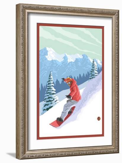 Snowboarder-Lantern Press-Framed Art Print