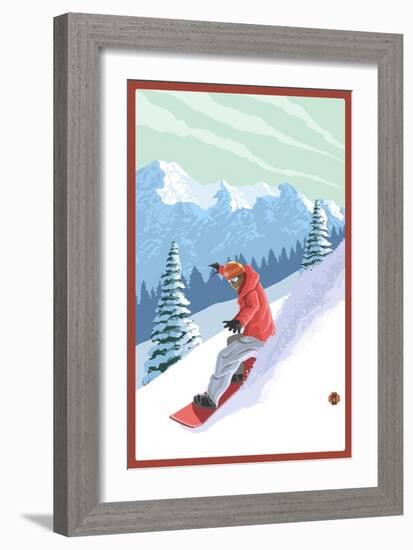 Snowboarder-Lantern Press-Framed Art Print