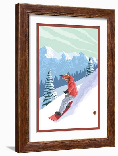 Snowboarder-Lantern Press-Framed Art Print