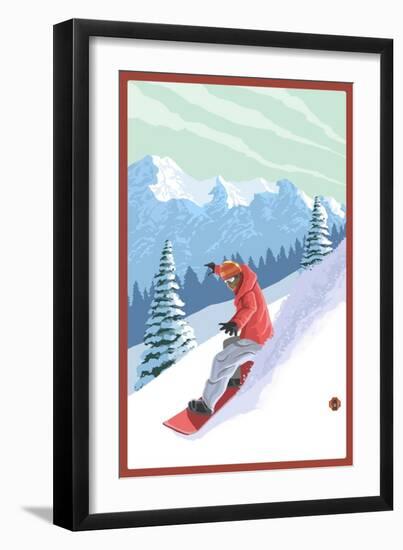 Snowboarder-Lantern Press-Framed Art Print