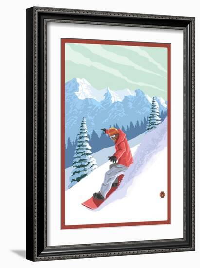 Snowboarder-Lantern Press-Framed Art Print