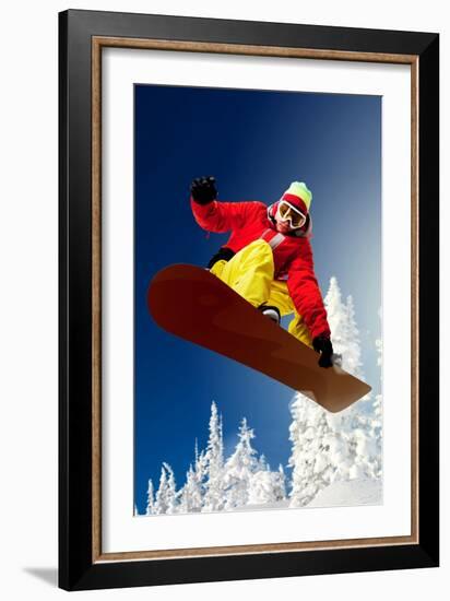 Snowboarder-Lantern Press-Framed Premium Giclee Print