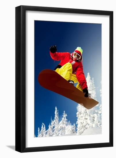 Snowboarder-Lantern Press-Framed Premium Giclee Print