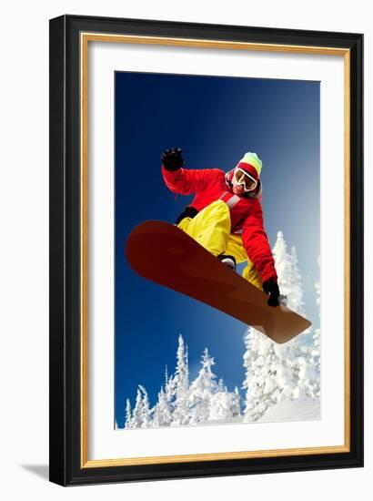 Snowboarder-Lantern Press-Framed Premium Giclee Print