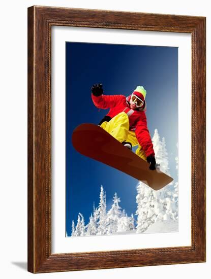 Snowboarder-Lantern Press-Framed Art Print