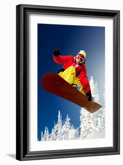 Snowboarder-Lantern Press-Framed Art Print