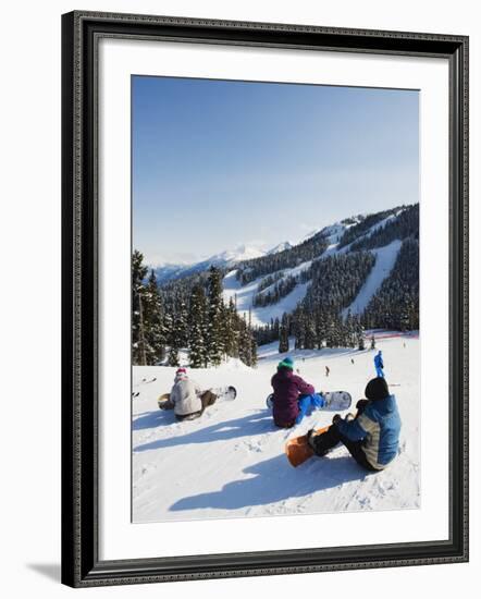 Snowboarders at Whistler Mountain Resort-Christian Kober-Framed Photographic Print