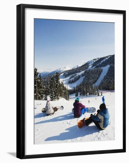 Snowboarders at Whistler Mountain Resort-Christian Kober-Framed Photographic Print