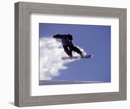 Snowboarding in Santa Fe, New Mexico, USA-Lee Kopfler-Framed Photographic Print