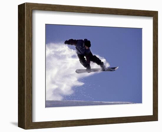 Snowboarding in Santa Fe, New Mexico, USA-Lee Kopfler-Framed Photographic Print