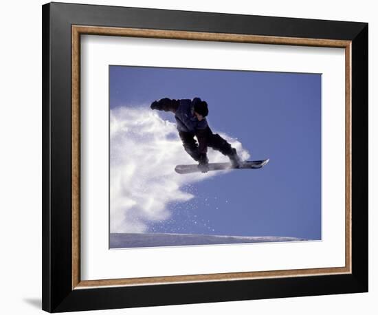 Snowboarding in Santa Fe, New Mexico, USA-Lee Kopfler-Framed Photographic Print