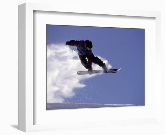 Snowboarding in Santa Fe, New Mexico, USA-Lee Kopfler-Framed Photographic Print