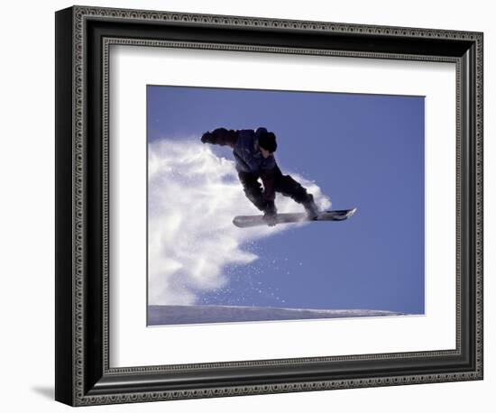 Snowboarding in Santa Fe, New Mexico, USA-Lee Kopfler-Framed Photographic Print