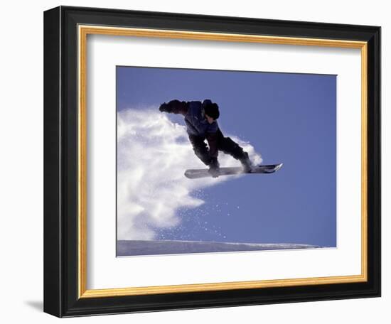 Snowboarding in Santa Fe, New Mexico, USA-Lee Kopfler-Framed Photographic Print