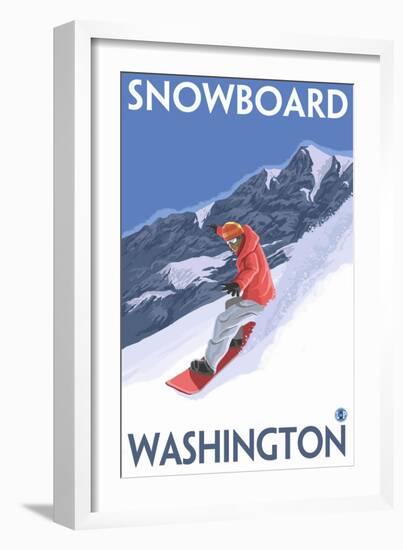 Snowboarding, Washington-Lantern Press-Framed Premium Giclee Print